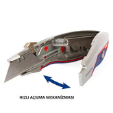 WORKPRO WP213011 Ağır Hizmet Alüminyum Gövde Geri Çekilebilir Rötuş Maket Bıçağı + 3 Adet Yedek Bıçak - Onivias